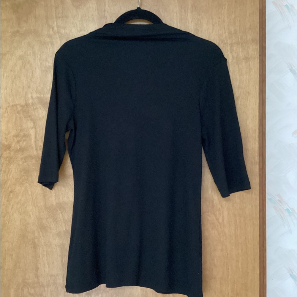White House Black Market, M, Black Women's 3/4 Sleeve Lightweight Top